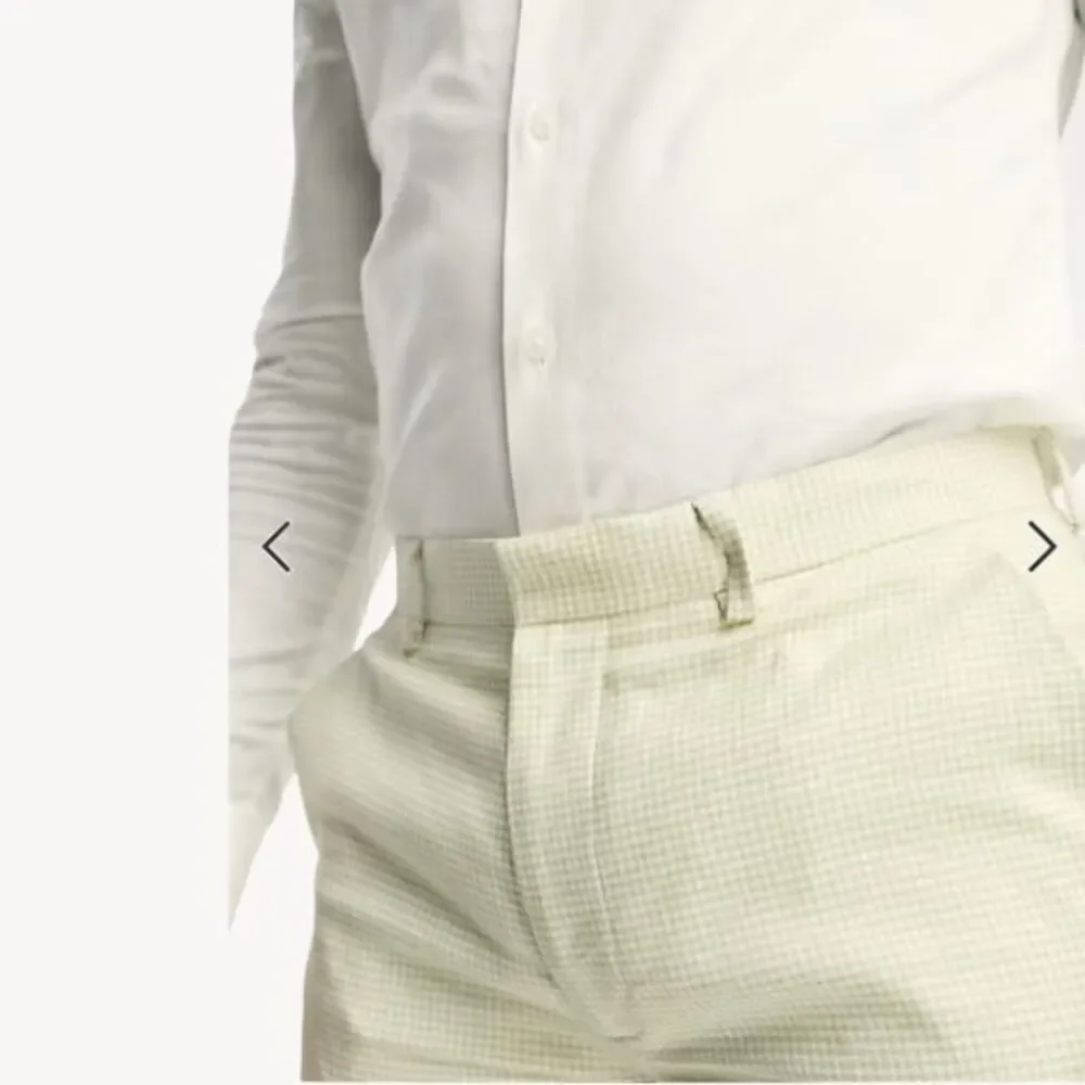 ASOS Design Sz 30 Super Skinny Suit Pant In Puppytooth Check Linen Green Stretch